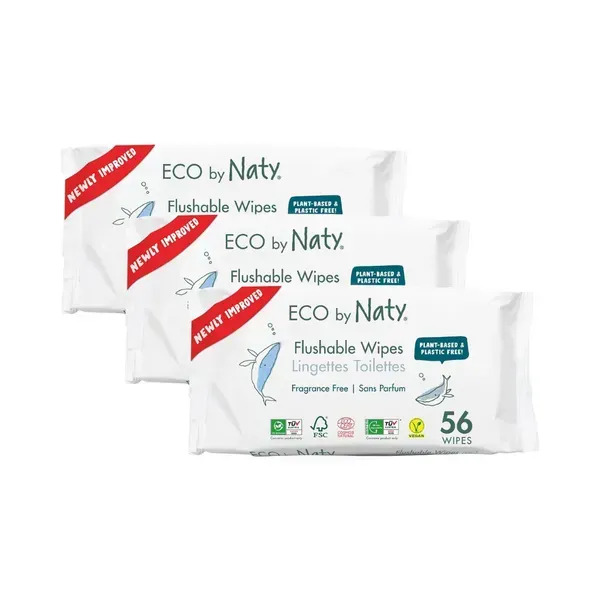 Дитячі вологі серветки торговельної марки “ECO BY NATY”. Змиваючі, 168 шт в упаковці. (3 упаковки 1)